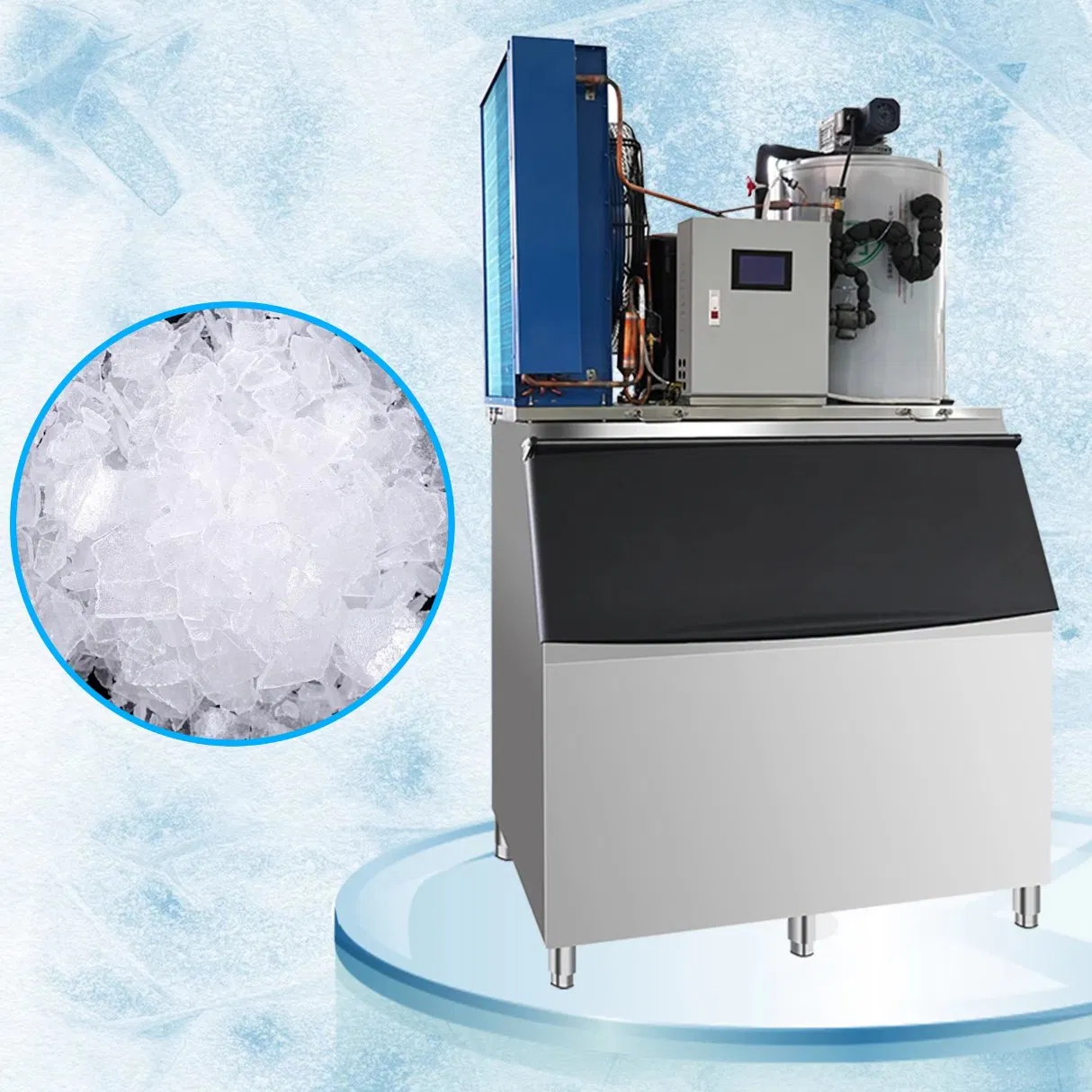 Large Capacity Commercial Automatic Flake Ice Machines for Fishery/Food Processing Plants