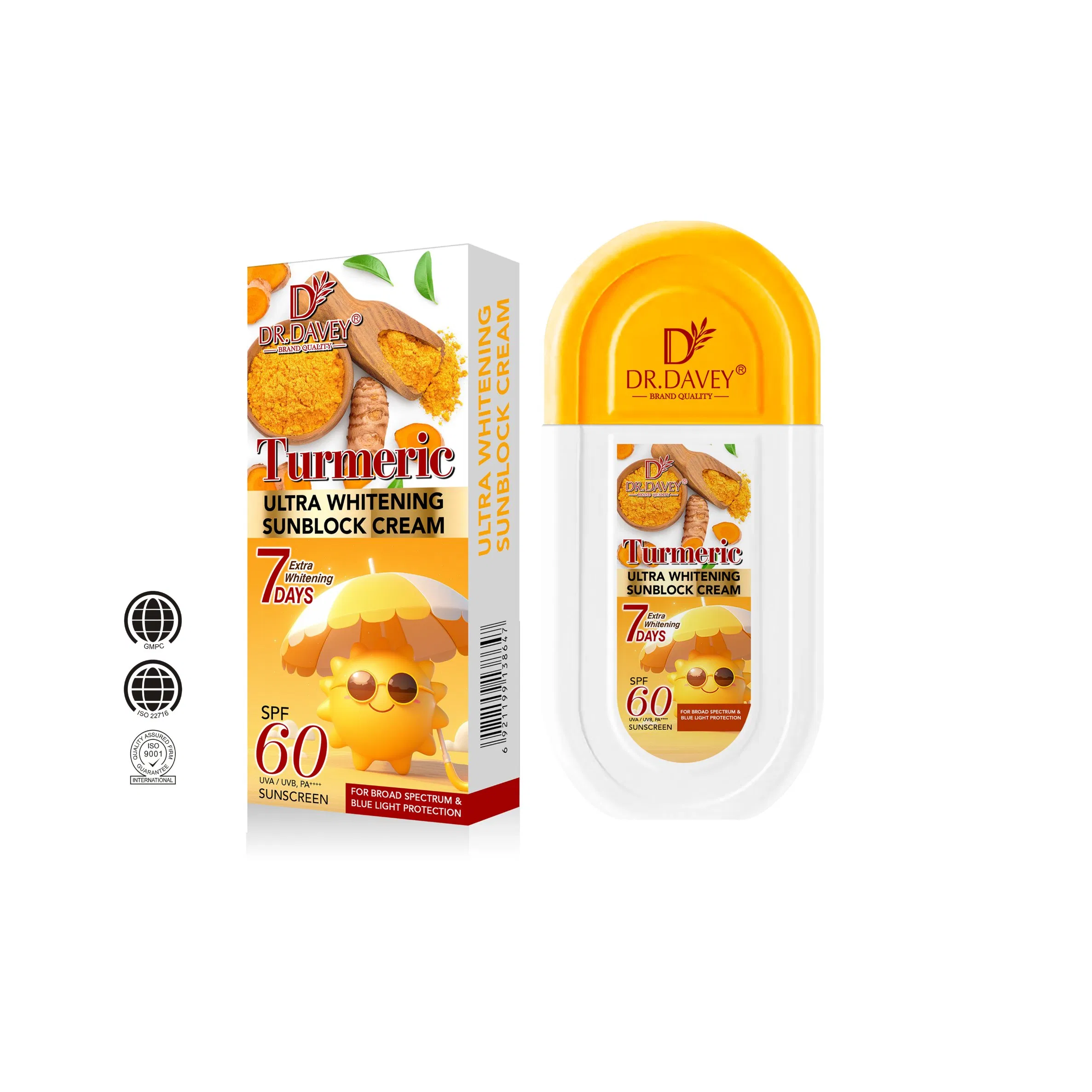 Dr. Davey SPF60 Turmeric Whitening Sunblock Cream Waterproof