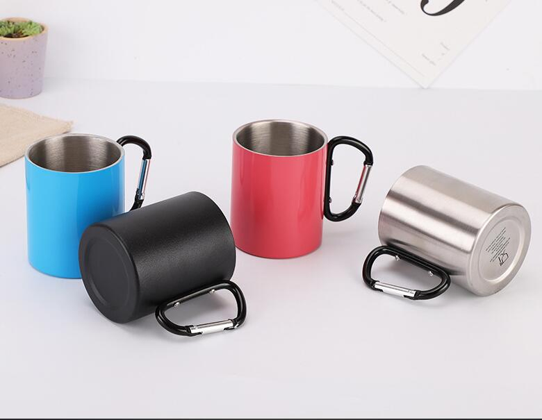 Двойная кружка из нержавеющей стали с карабином
