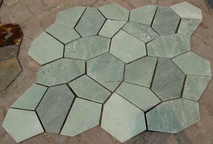 Granite Cobble Gray/Black/Gold/Rusty Landscape Paving Stone Flagstone with Net