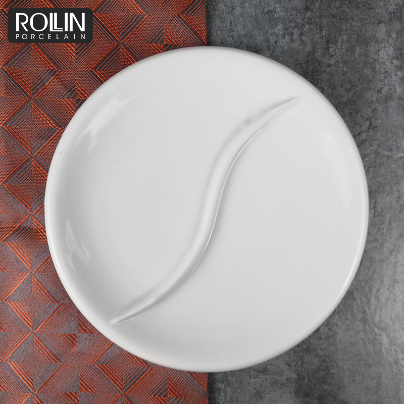 Chaozhou Factory Unique Design Ceramic Plate 2 in 1 Divided Plate