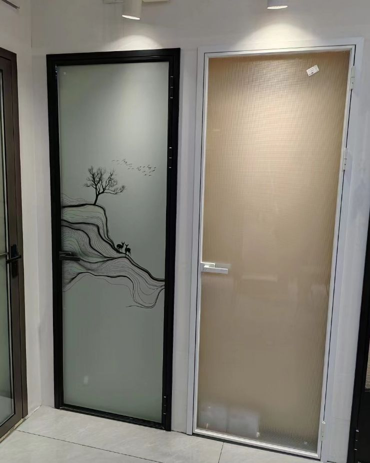 Modern Design Single Leaf Aluminium Swing Glass Door Casement Aluminium Door Bathroom Glass Door