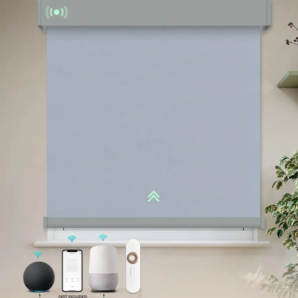 Double Layered Automated Shades Smart Window Motorized Roller Blinds Without Drilling
