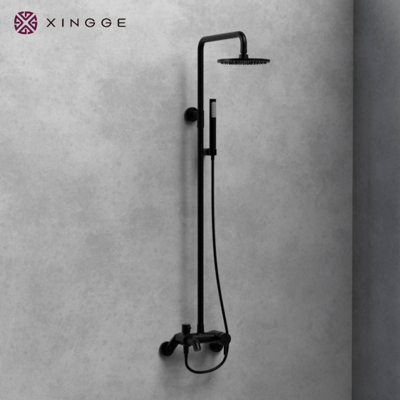Matte Black Bathroom Sanitary Ware Shower Faucet Temperature Shower Set Waterfall Rain Water Proof Luxury Shower Set