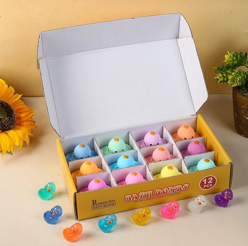 Online Wholesale and Retail Kids Duck Shower Bath Bomb 12PCS 60g Set Natural Moisturizing Bubble Bath Salt Oil-Control Aromatherapy