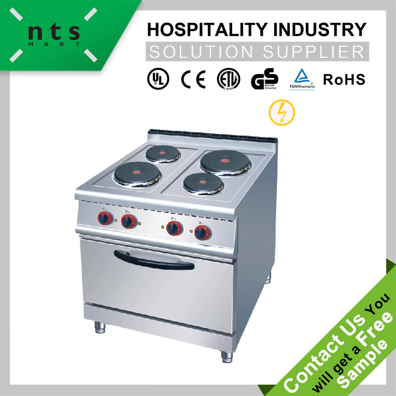 4 Electric Plate Cooker with Electric Oven for Hotel and Restaurant Kitchen