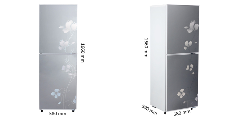 270 Liters Double Door Bottom Freezer DC 12V Solar Refrigerator