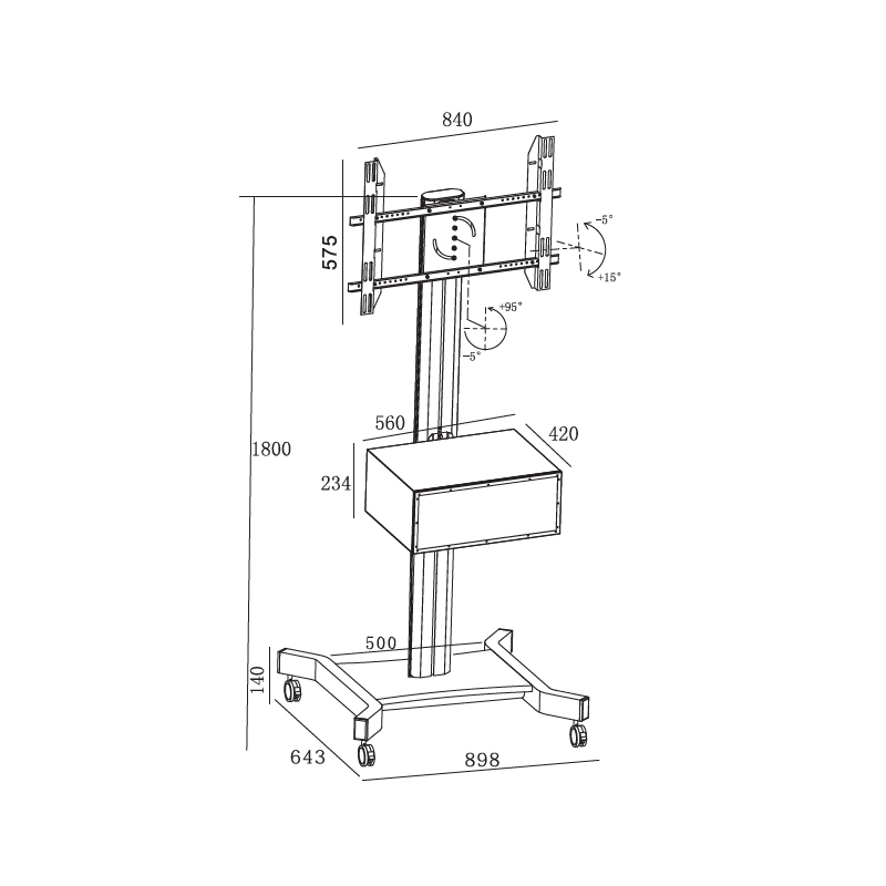 TV Floor Mount/Bracket/Stand Wheelbase 30-60"Inch Landscape & Portrait