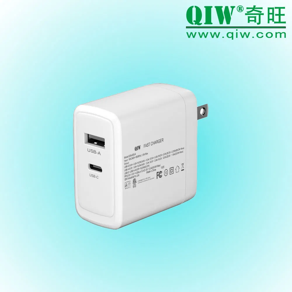 Qiw 65W Pd Charger GaN PPS Laptop Charger for USA Japan Canada ETL cETL PSE Bsmi CCC FCC Cec DOE Laptop Tablet Mobile Phone USB AC DC Power Adapter Charger