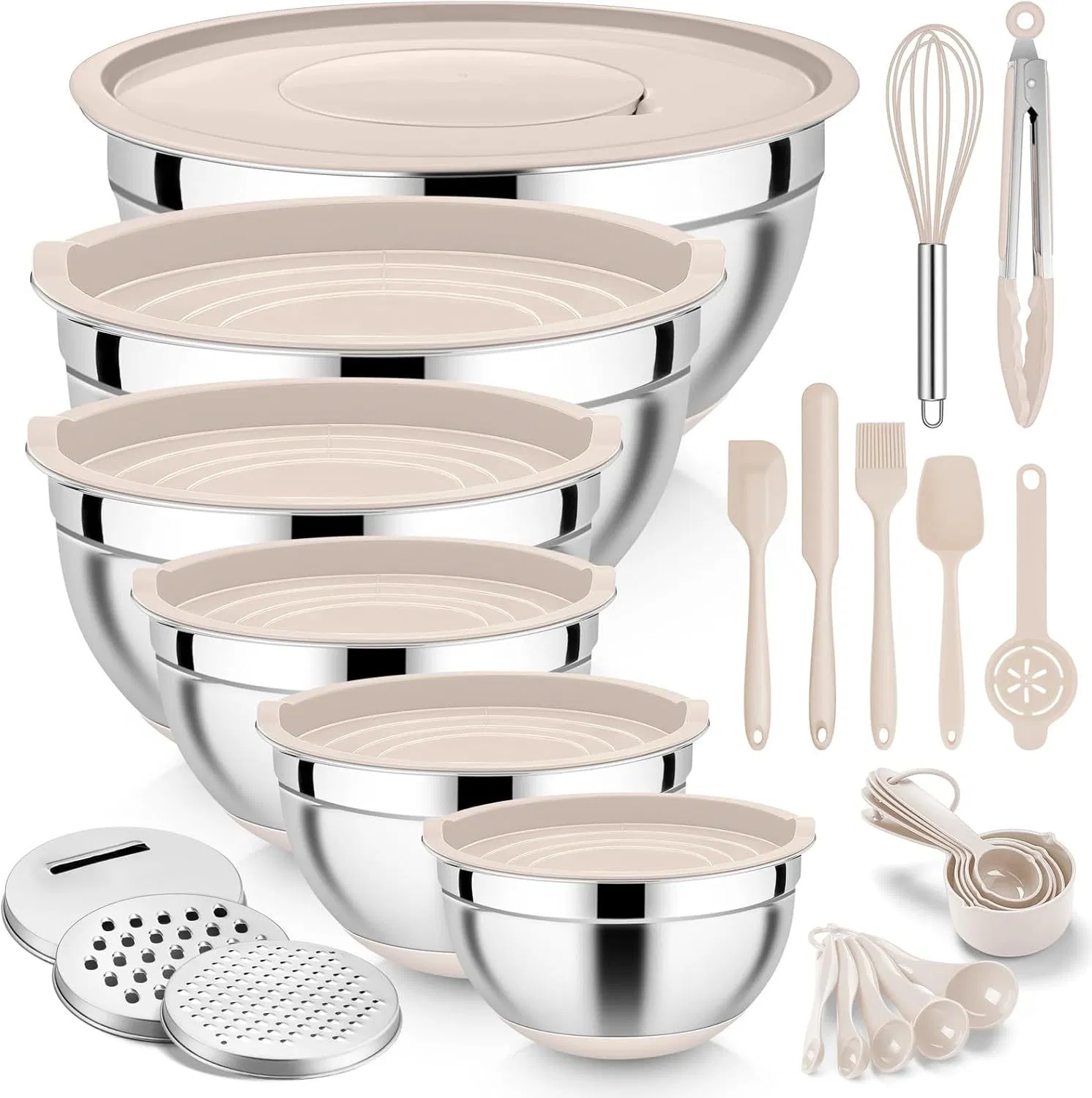 Complete 26PCS Kitchen Set Stainless Steel Bowls with Airtight Sealing Lids