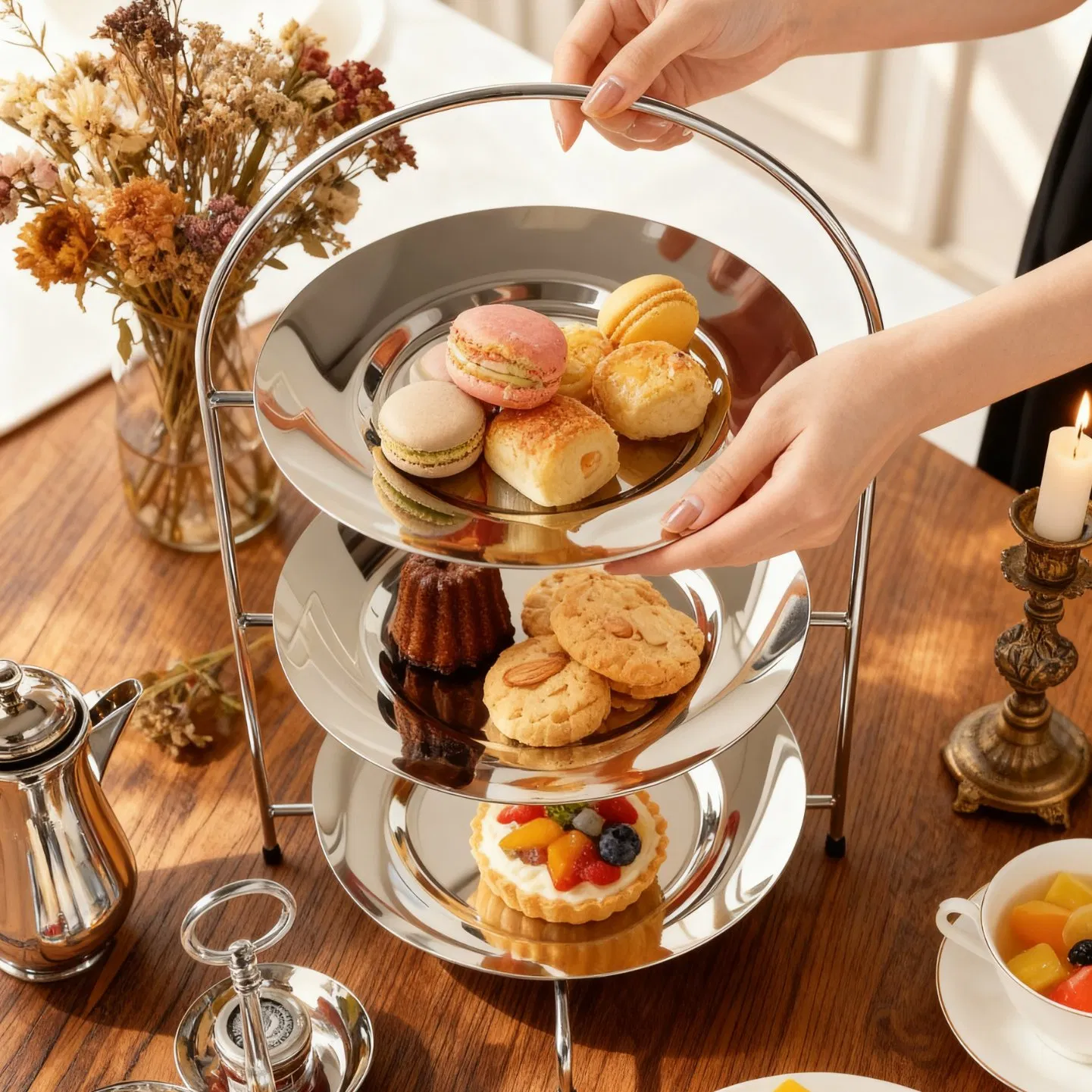 Multi Tier Cake Stand for Wedding Party Use, Hotel Pastry and Dessert Shops