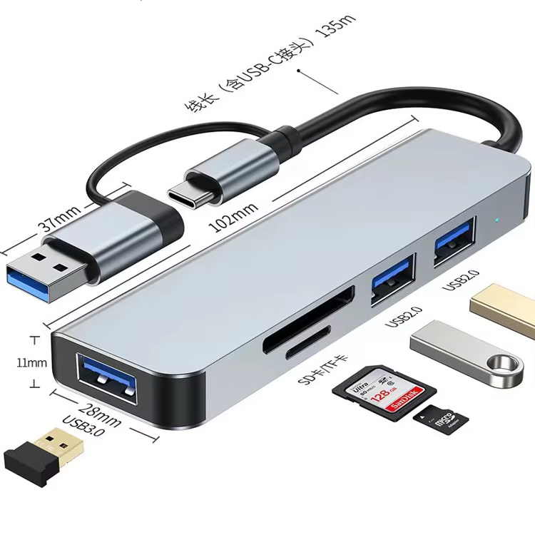 8-in-1 USB Type C Hub Multiport Adapter Hub Dock 8 in 1 USB C Type C Hub with 4K HDTV HDMI USB 3.0 SD TF Card Reader Pd Charging
