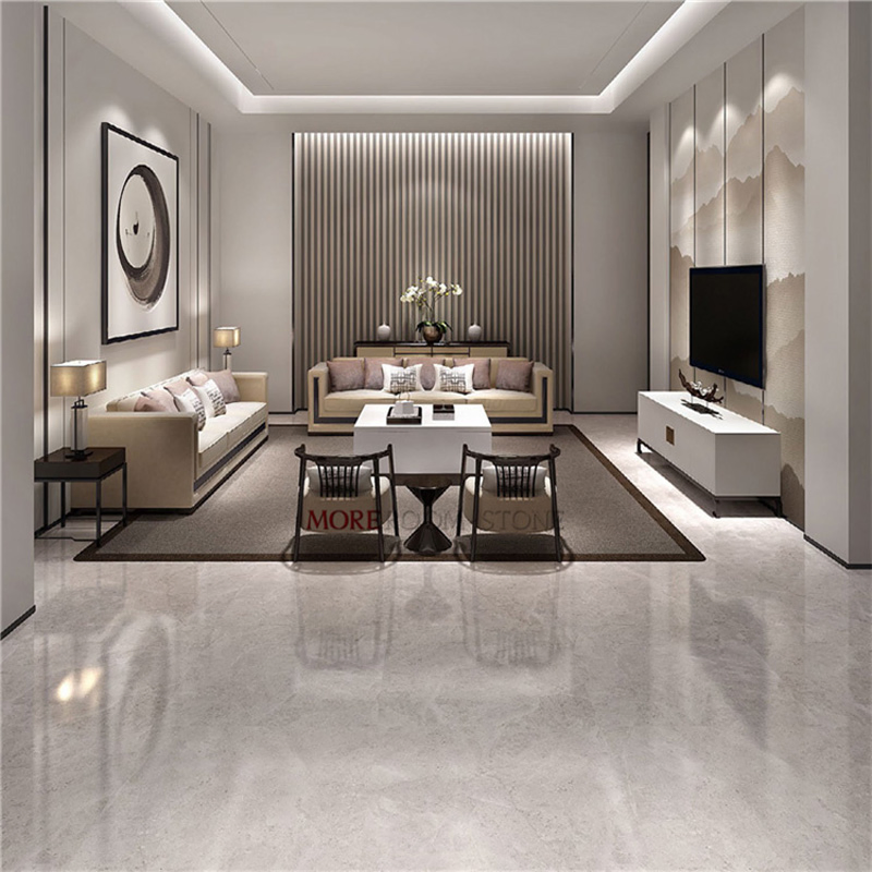 Polished Glazed Grey White Stone Effect Floor Porcelain Tile
