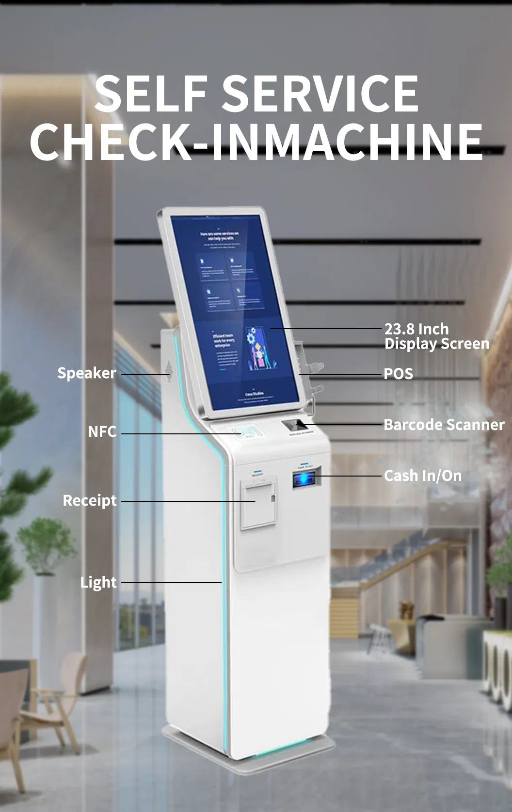 21.5 23.8 27 32 Inch Cash Acceptor Payment Kiosk Self Check in Kiosk Payment Cash Hotel Payment Kiosk Bill Collector