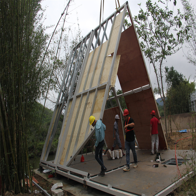 Hot Selling Noth and South America a-Frame Triangle Resort Holiday Prefab Steel Structure House with Loft