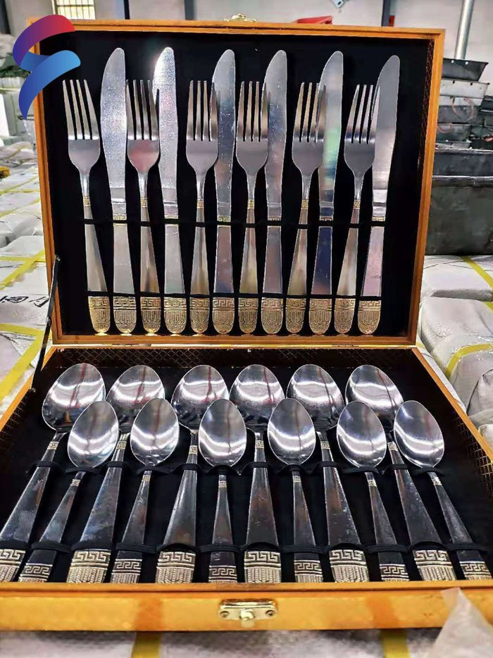 Hot Selling PCS Gift Set Western Tableware Stainless Steel Cutlery Set with Box 24 PCS Flatware Set