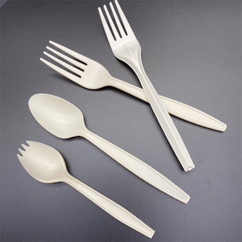 Disposable Food Grade Cornstarch Cutlery Set Packing with Napkin