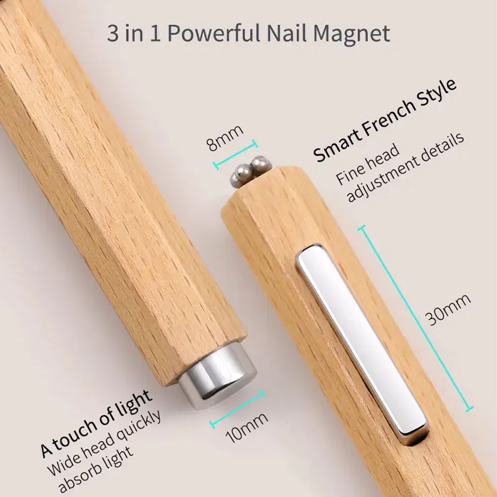 Multi-Functional Magnetic Stick Nails Art Tool 3 in 1 Double Head Magnet Easy Cat Eye Nail Tools