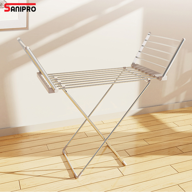 Sanipro Electric Clothes Dryer Folding Floor Standing Drying Rack X Shaped Temperature Heating Dehumidification Aluminum Hanger