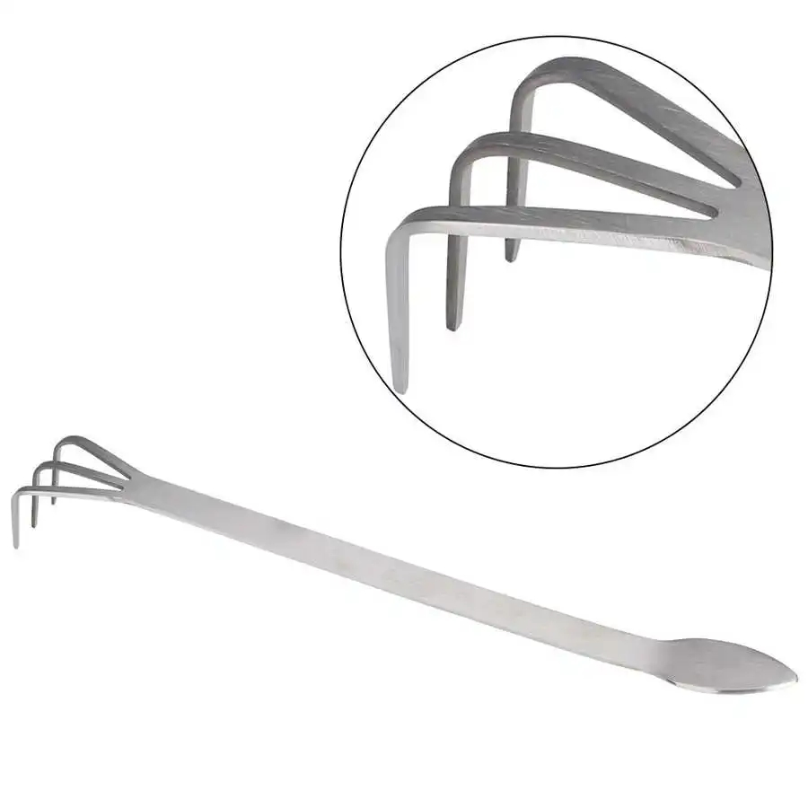 2 in 1 Stainless Steel Root Rake Bonsai Tweezers Multifunctional Garden Farming Tool Loosen Soil Spatula