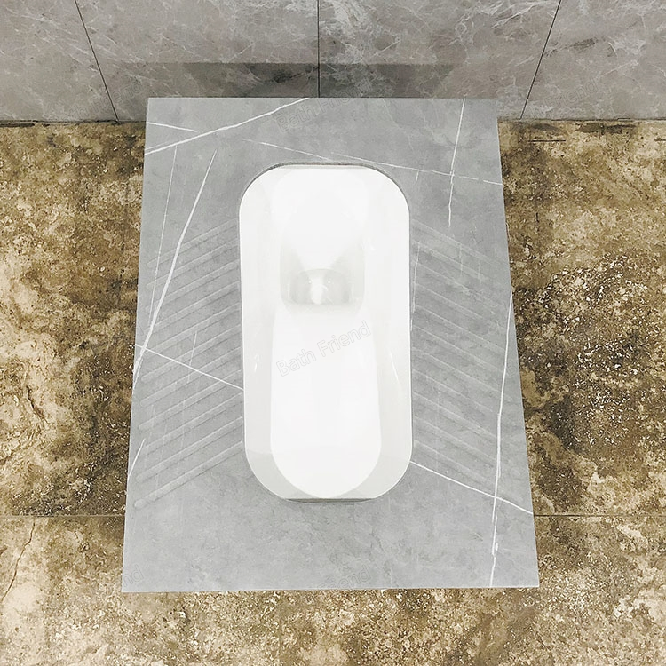 Rock Slab Marble Effect Grey Water Closet Squatting Pan Ceramic Squat Toilet