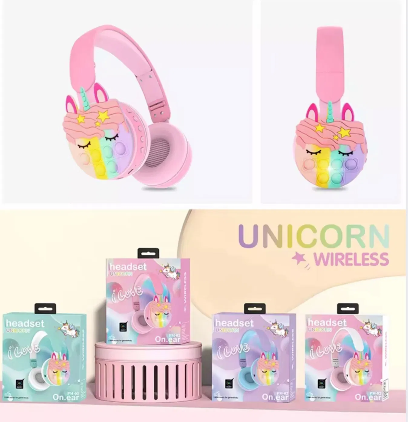 Детские наушники-повязка с игрушкой-антистресс Единорог