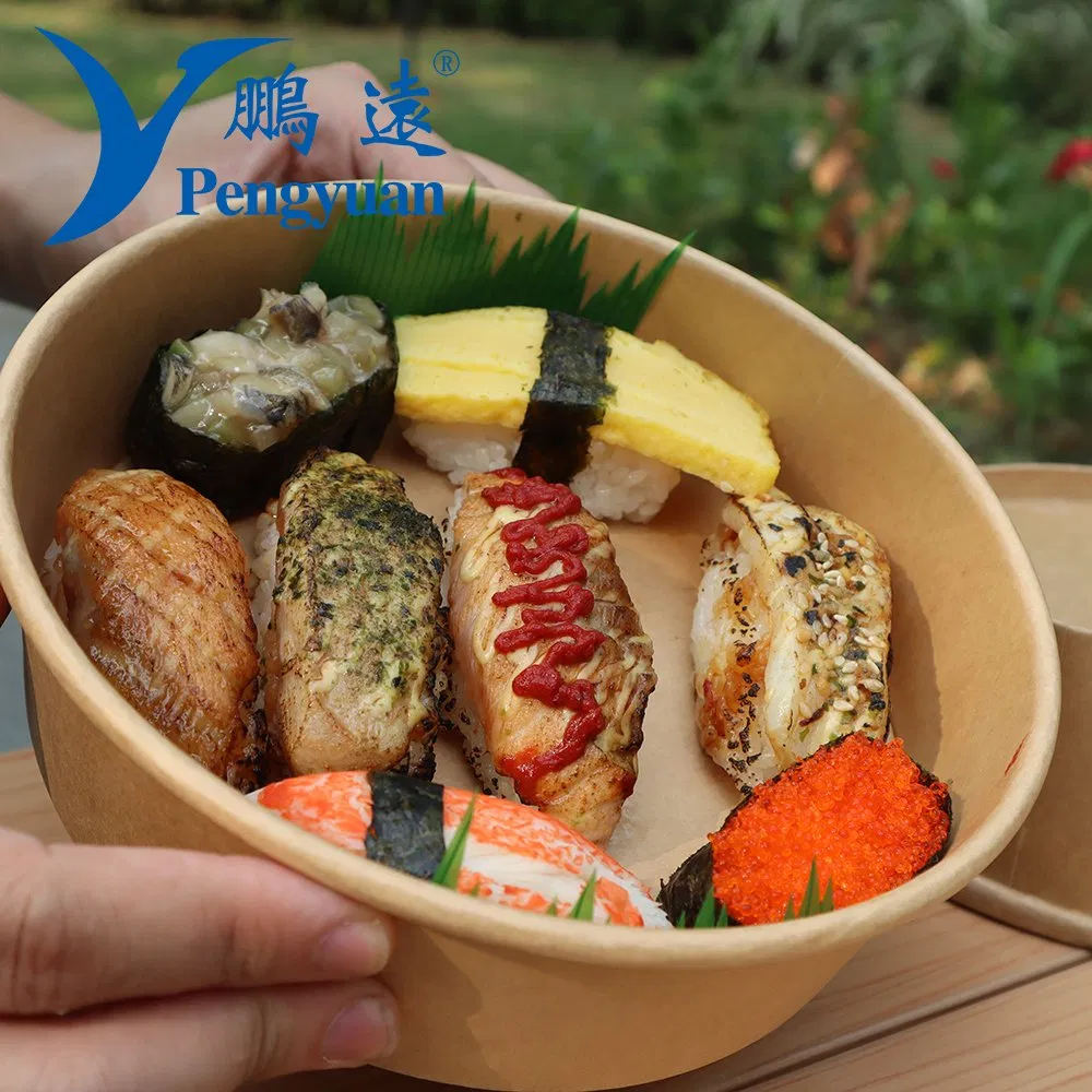 Disposable Biodegradable Food Container Kraft Paper Salad Bowl Take Away for Cookie