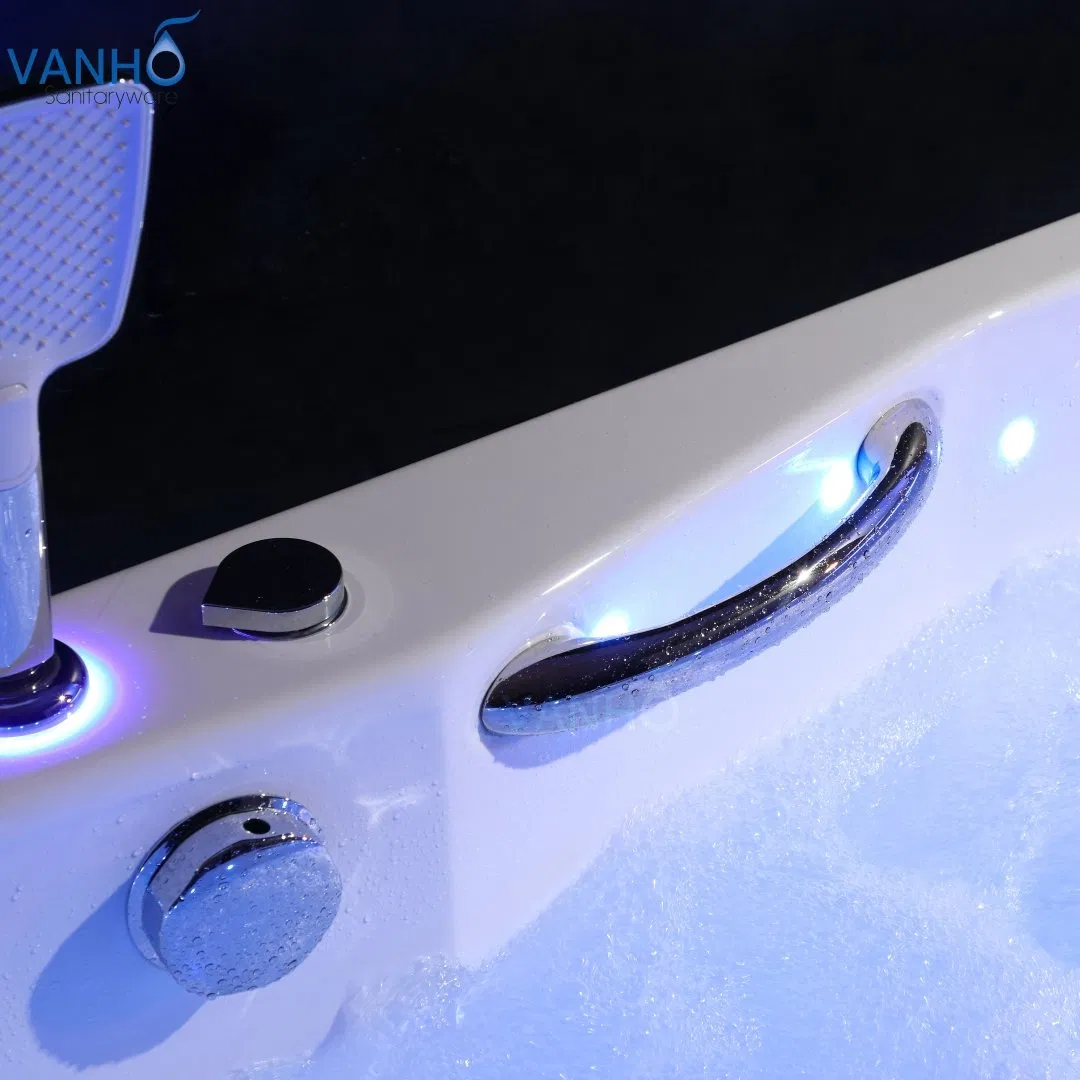 Прямоугольная акриловая ванна с гидромассажем и LED-подсветкой