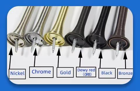 White Rubber Bumper Tips Door Stops Satin Nickel- 3-1/4" Flexible Spring Door Stopper