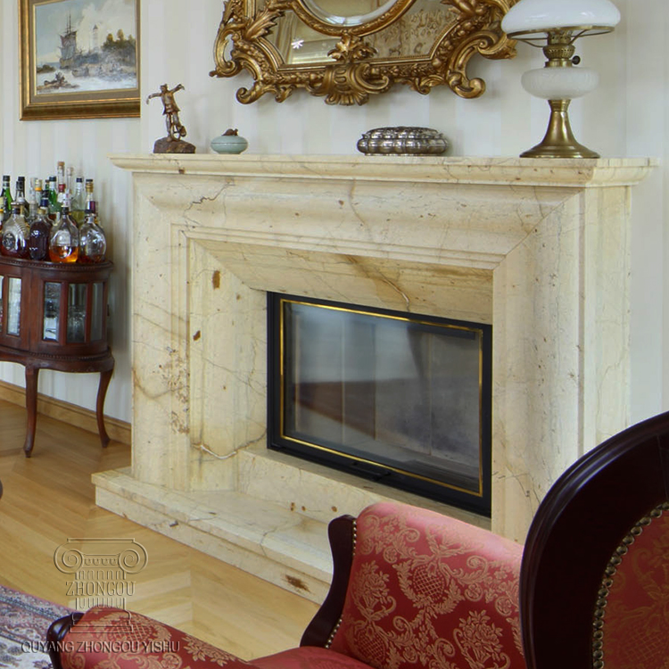 Contemporary White Marble Fireplace with Simple Design