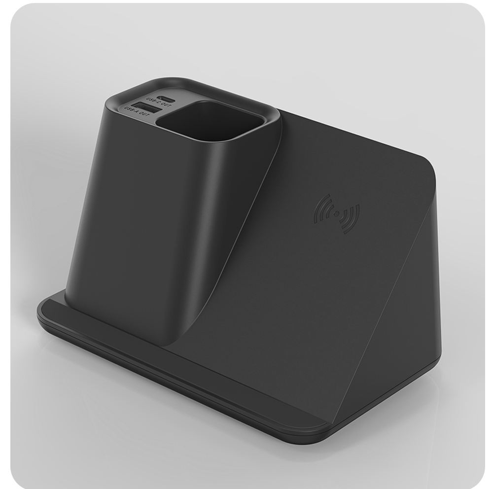 Company Gifts Wireless Charger Pen Holder with Lighting Logo Office Desktop Promotion Pen Container Charger