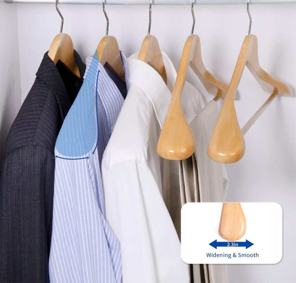6 Pack Natural Wooden Suit Hangers Wood Coat Hangers Jacket Outerwear Shirt Hangers