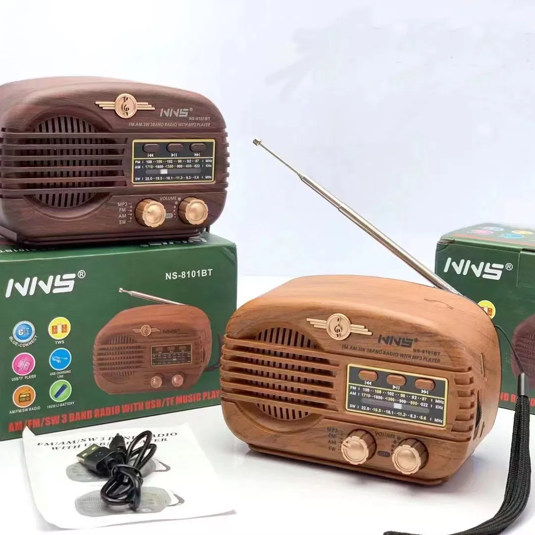 Ретро радио NS-8101BT с Bluetooth, деревянный корпус