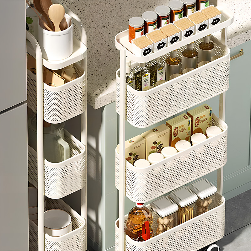 Узкий тележка-органайзер для щелей холодильника, кухонный стеллаж