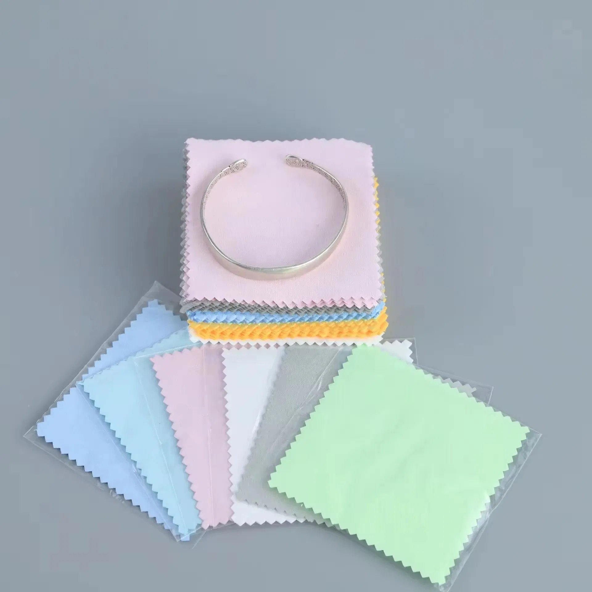 8cm*8cm Velvet Microfiber Jewelry Cleaning Polish Cloth Colorful Silver Accessories Care Cloth