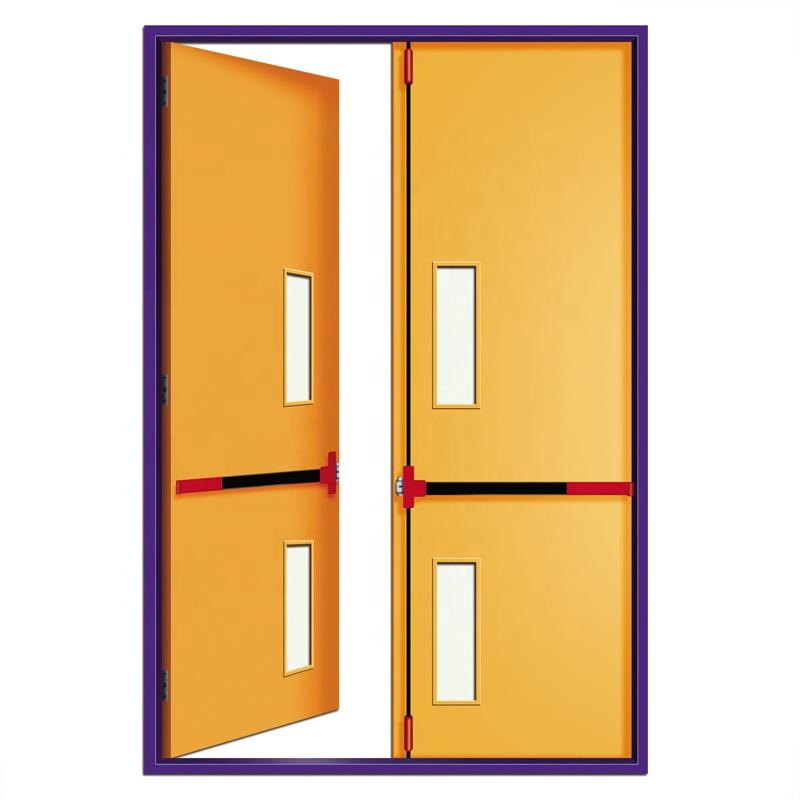 Smoke Prevention Exit Fire Doors Safety Fire Rated Steel Doors with Panic Device