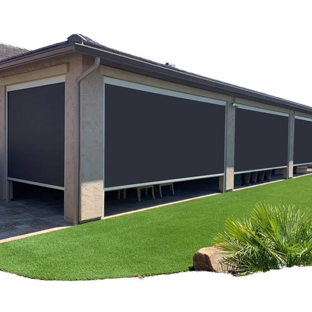 Customized Zip Screen Rollo for Privacy Protection with All Aluminum Frame Smart Control and Custom Sizes for Indoor Outdoor Use