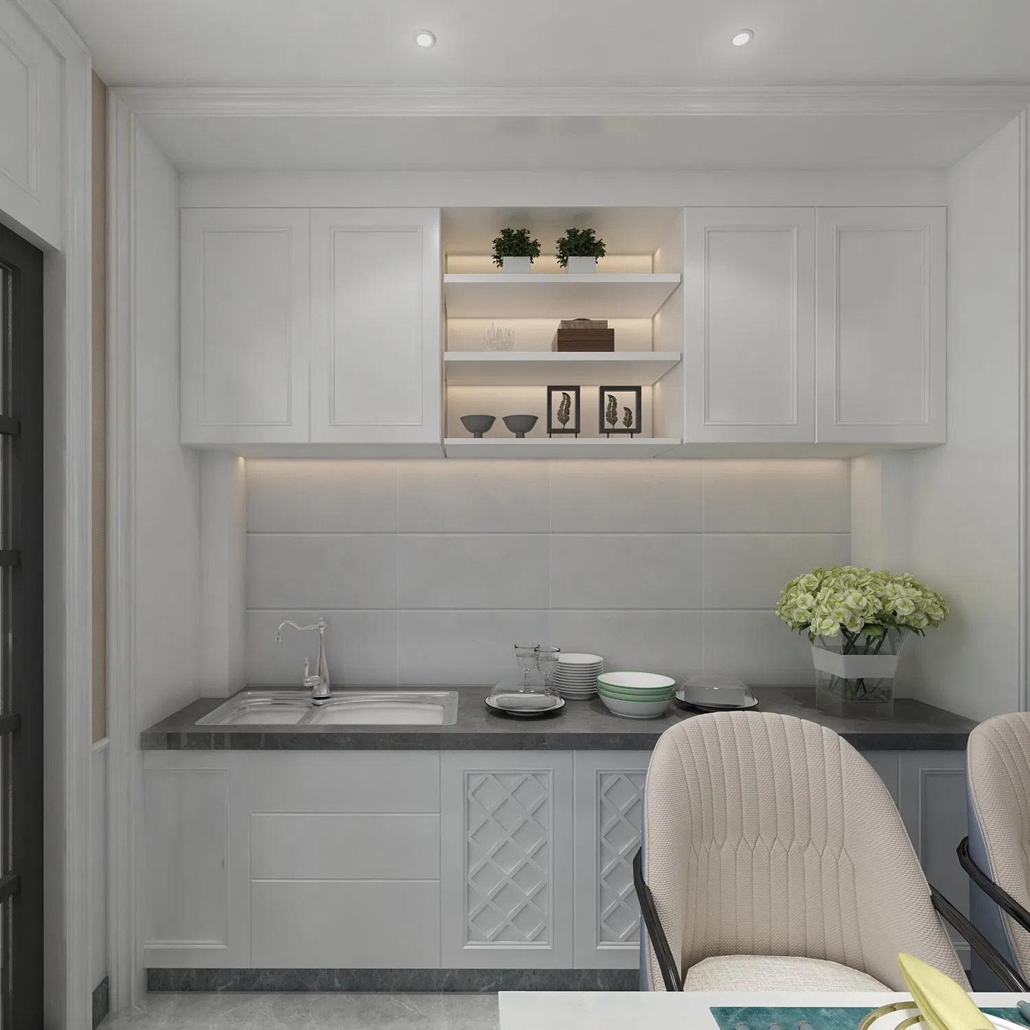 Белая керамическая плитка для фартука кухни 300x600 мм