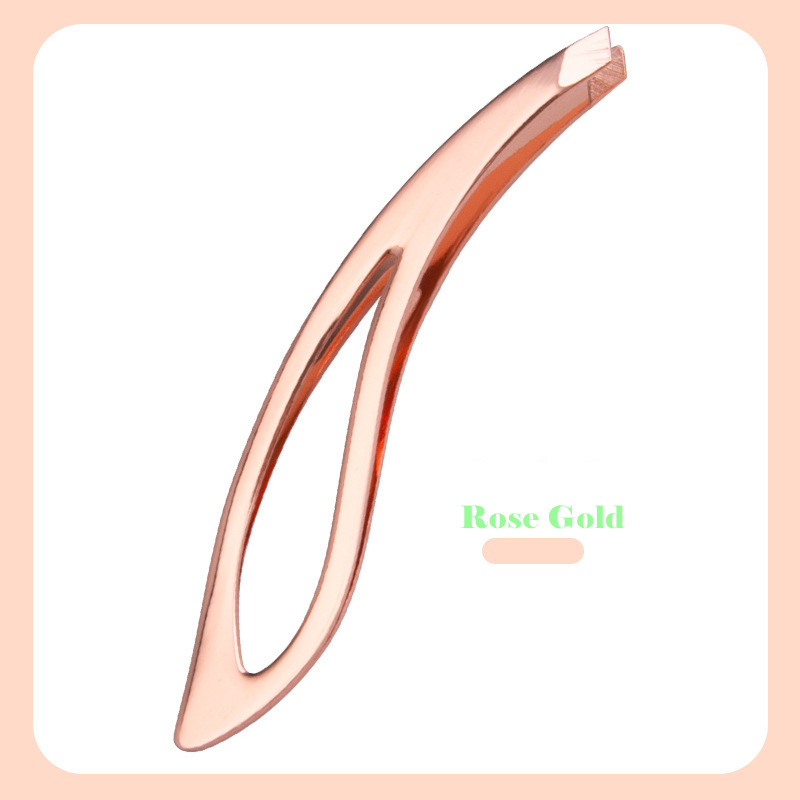 Stainless Steel Colored Slant Tips Eyebrow Eyelash Application Hair Removal Makeup Tweezers