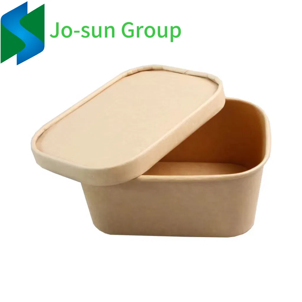 Recyclable Kraft Paper Lunch Box Rectangular Takeaway Bento Fast Food Packing Box Thickened Salad Eco-Friendly Bowl