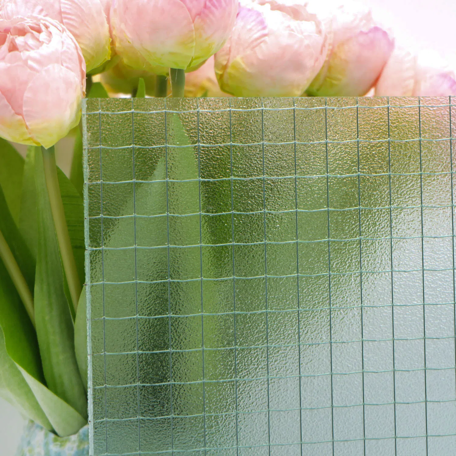 6.5mm 6.8mm Ultra Clear/Clear Fireproof Safety Clear Mesh Patterned Wired Glass