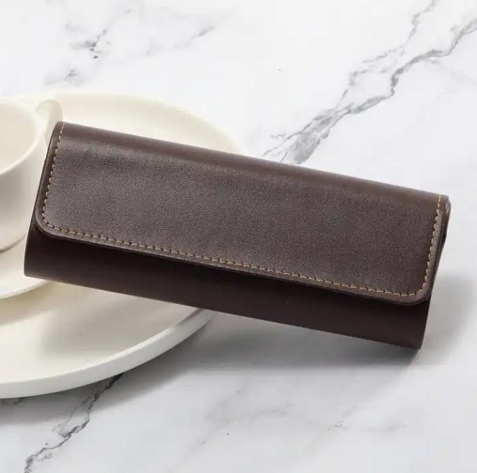 Hard Leather Protective Glasses Case Portable Magnetic Eyeglasses Case