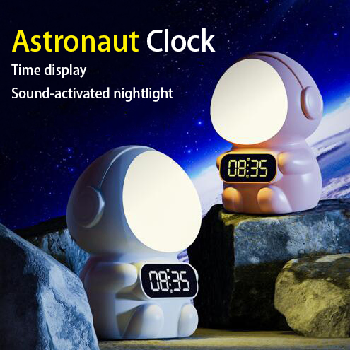 Cute Astronaut Clock LED Nightlight Alarm Clock