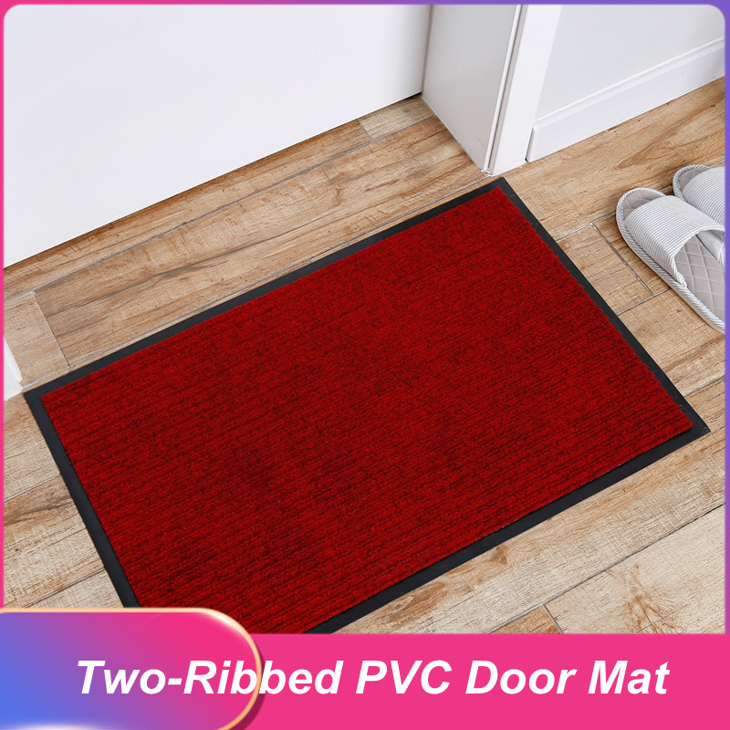 Large Durable Heavy Duty Vinyl Outdoor Indoor Mat, Waterproof Wearproof Easy Clean Striped Floor Door Mat for Entrance, Hallway, Kitchen, Patio