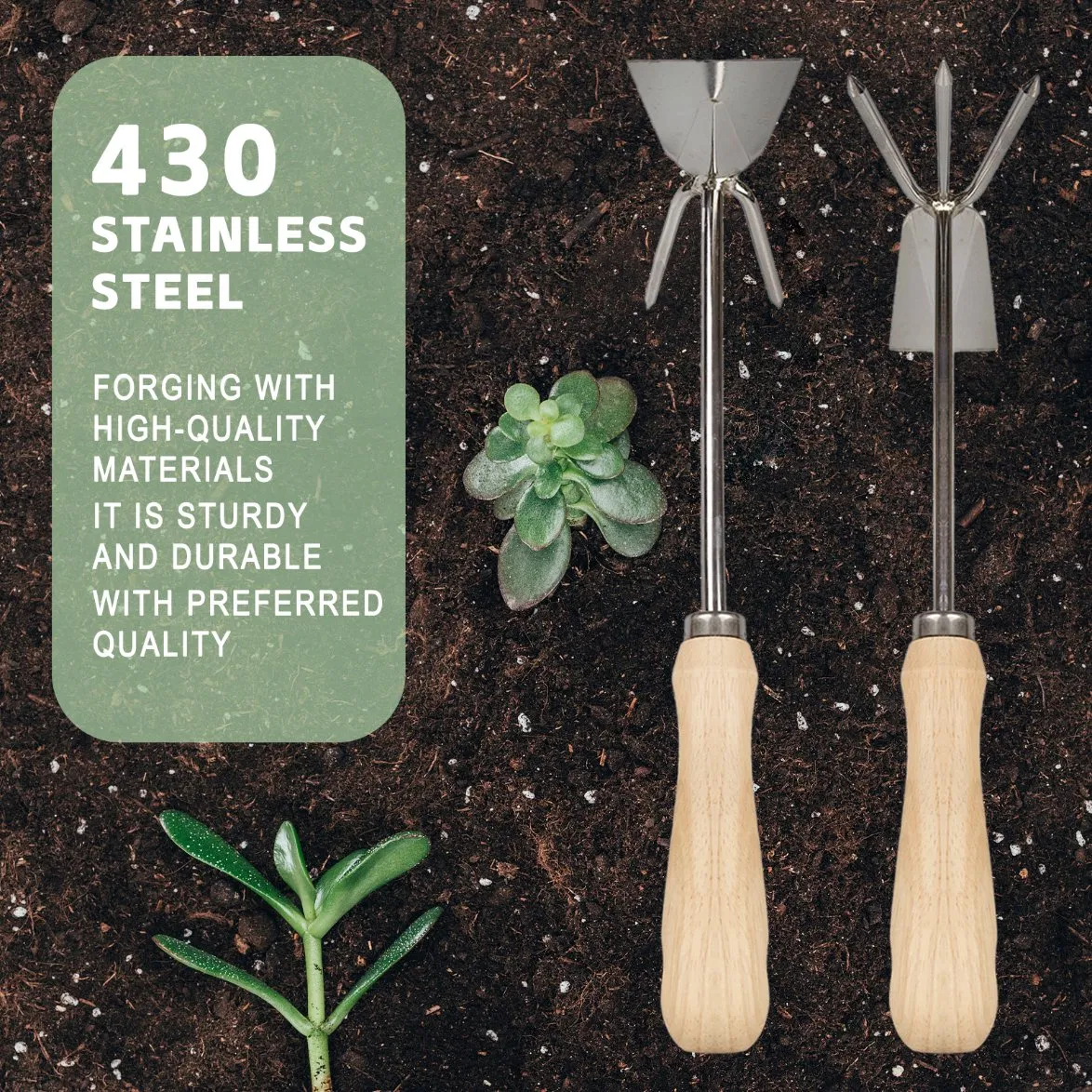 2in1 Hoe Cultivator Steel Dual-Purpose Rake Hoe Garden Hand Tiller Pickaxes
