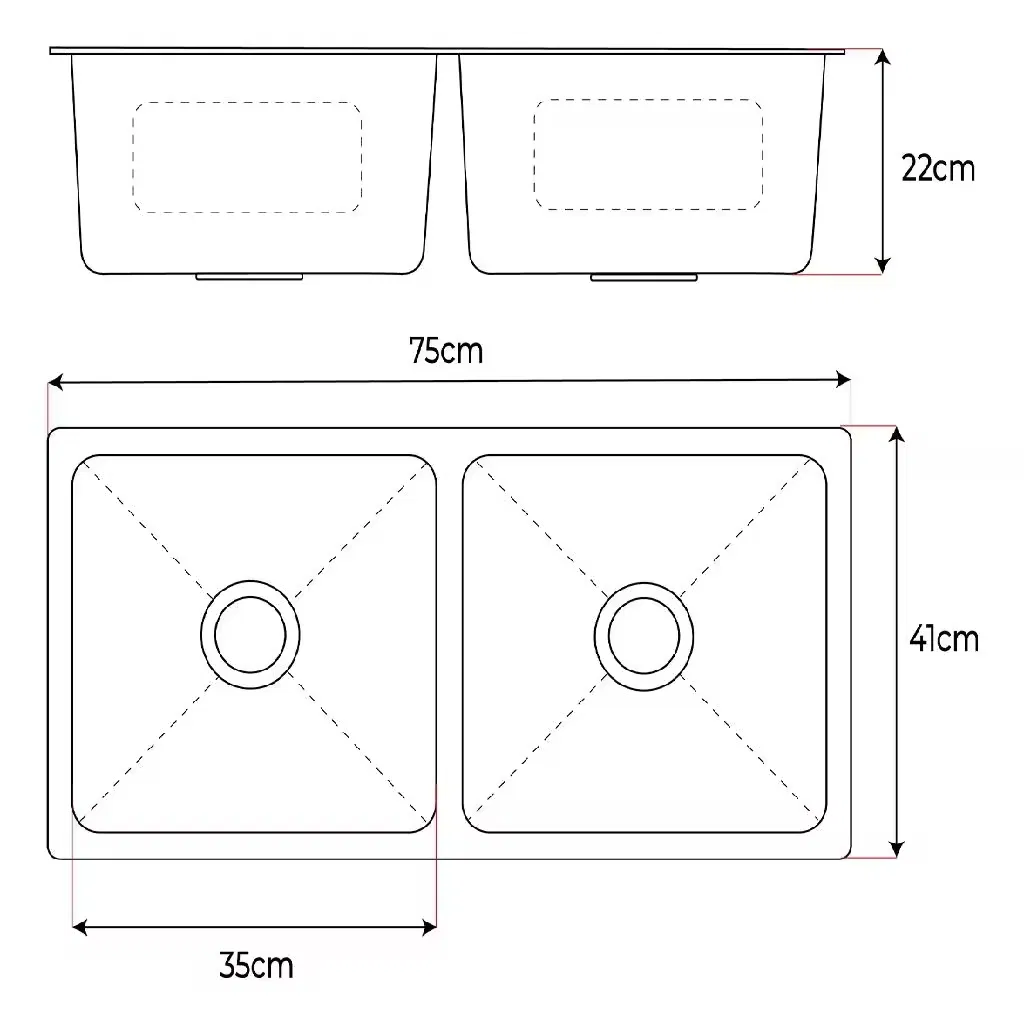 16/18 Gauge Stainless Steel Kitchen Sink Handmade Outdoor Double Bowl Sink