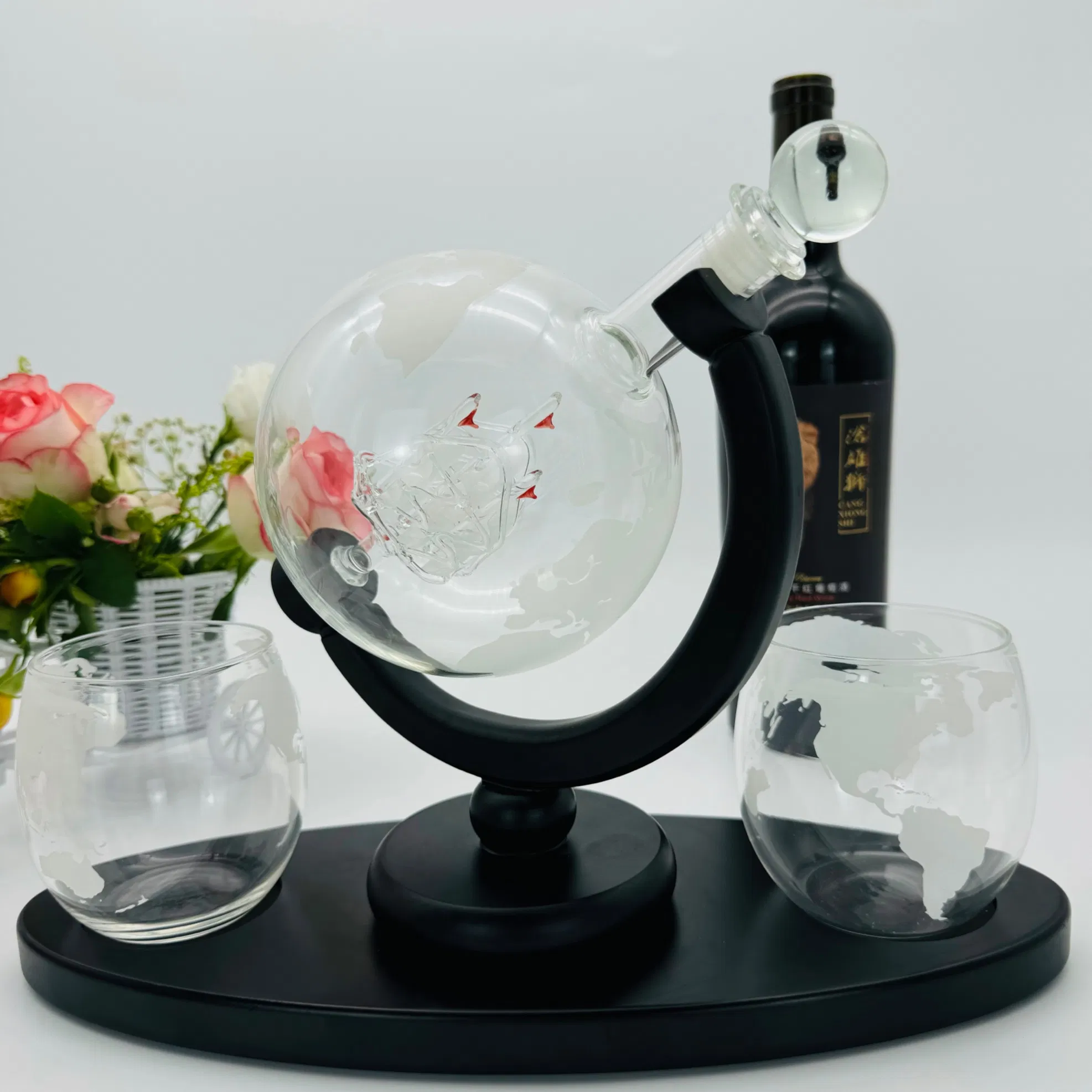 Elegant Crystal Wine Pourer Whiskey Bottle Decanter Gift Set