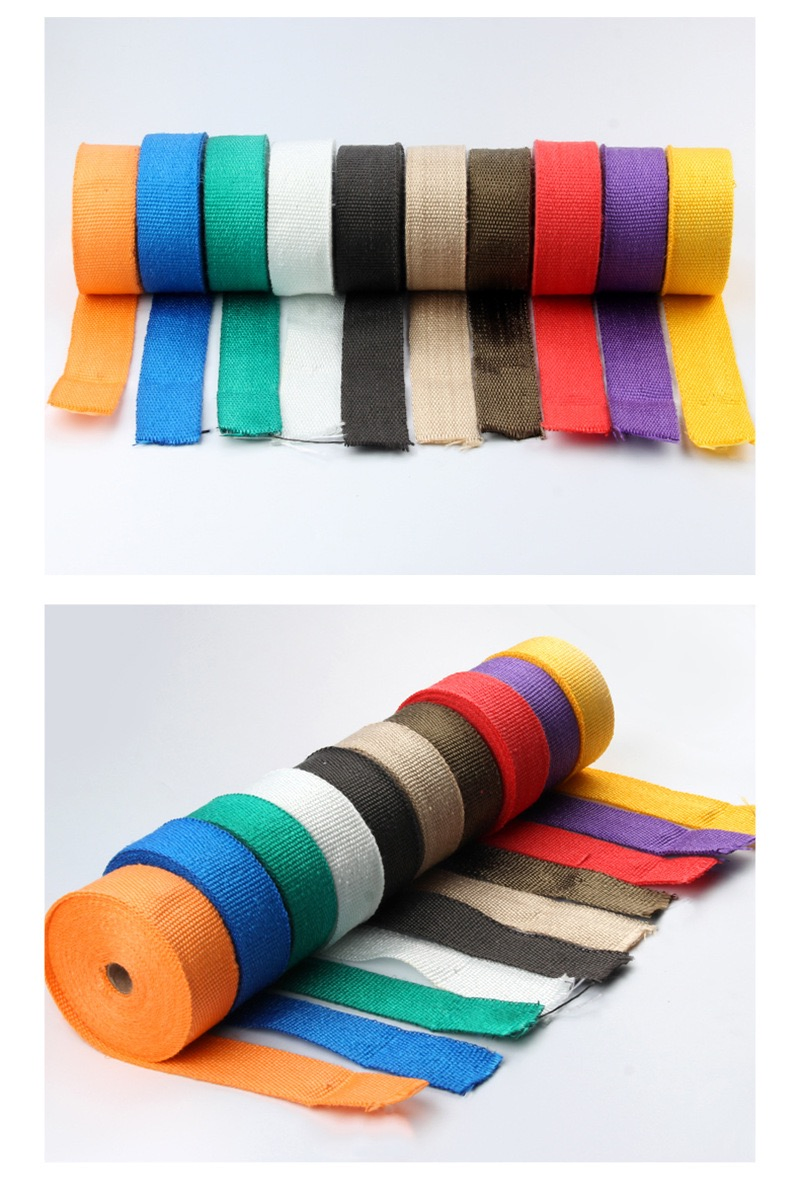 Black Titanium Thermal Shield Exhaust Manifold Header Heat Wrap Exhaust Header Wrap with Stainless Steel Ties