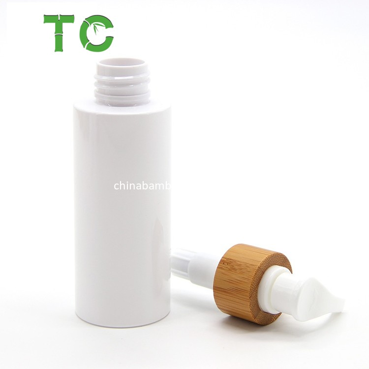 Eco Bamboo Head Lotion Pump Bottle Refillable Press Bottle Atomizer Pump Bottles