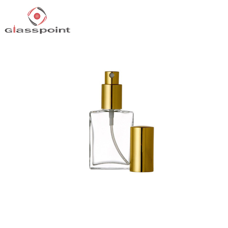 OEM Men and Lady Flat Square Refillable Spray Perfume Glass Bottle
